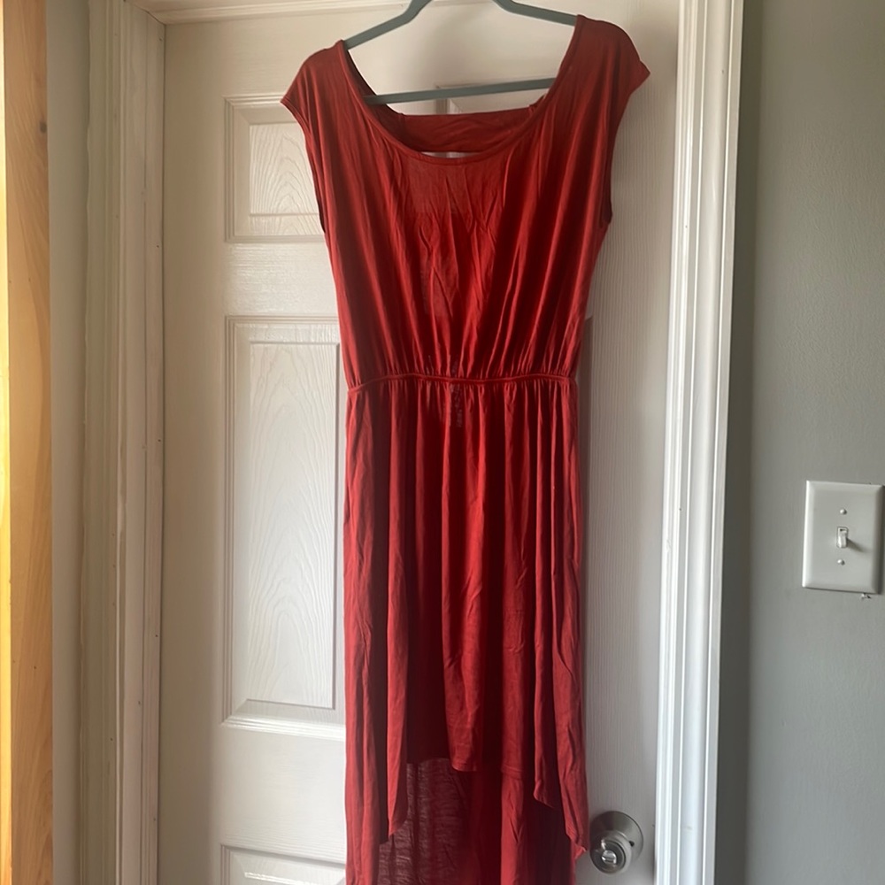 Red high low dress